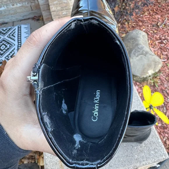 Calvin Klein Shiny Black Ankle Booties - Picture 5 of 8